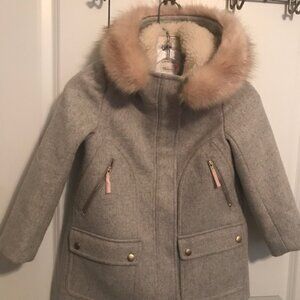 J. Crew Hooded Coat, Gray, Size 6-7, Excellent Condition